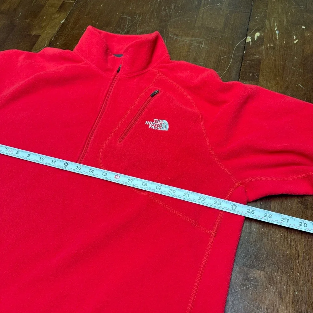 The North Face Fleece Pullover Mens XL Red Quarter 1/4 Zip Chest Pocket Hiking